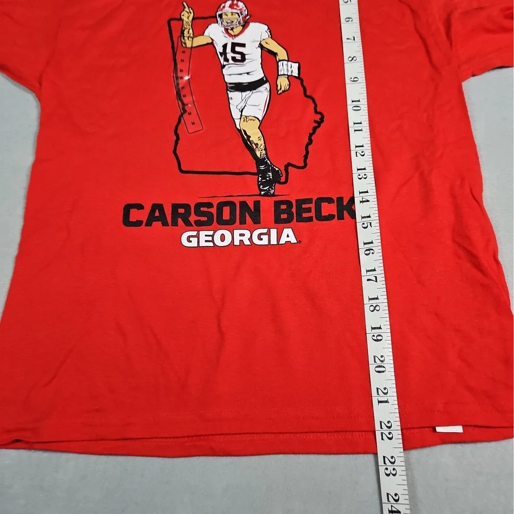 Carson Beck Georgia Bulldogs Youth Red Graphic T Shirt Size Medium NWT